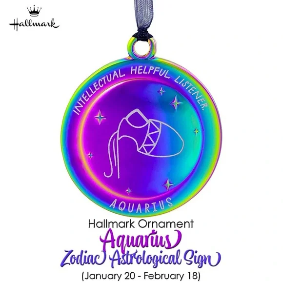 Hallmark Aquarius Zodiac Ornament Decoration - Rainbow Hues - Picture 1 of 9